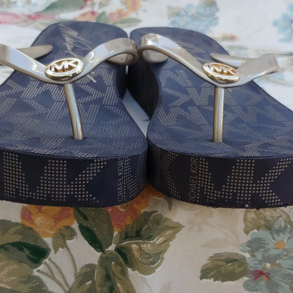 Michael Kors Bedford Gold and Brown Platform Wedge Sandals Women's size 11 - Picture 8 of 17